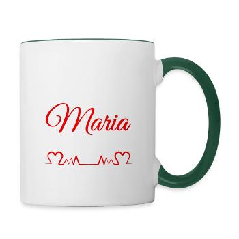 maria, prénom, fille, nom de naissance - Mug contrasté - blanc/vert foncé - Droite