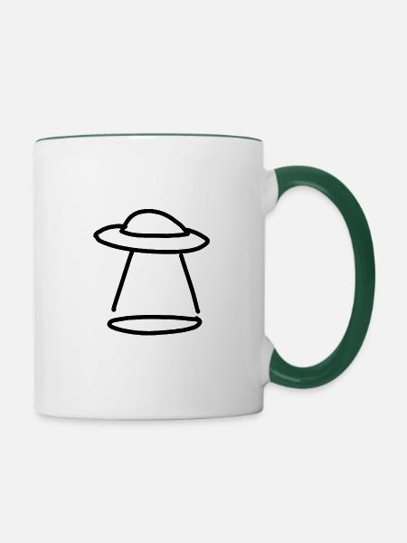 ufo - Tasse zweifarbig - Weiß/Dunkelgrün