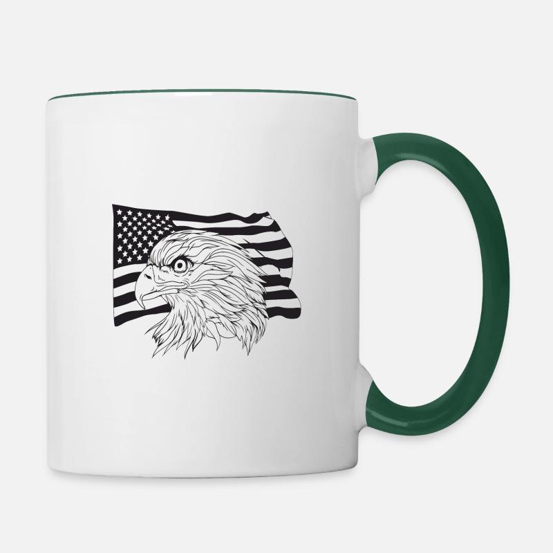 American Flag with American Eagle - Mug contrasté - blanc/vert foncé