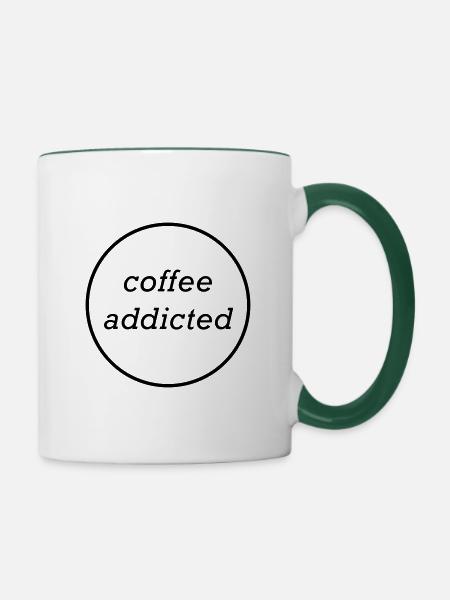 coffee addicted | kaffeesüchtig | Kaffeeliebhaber - Tasse zweifarbig - Weiß/Dunkelgrün