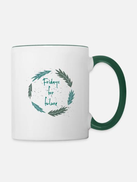 Fridays for future - Tasse zweifarbig - Weiß/Dunkelgrün