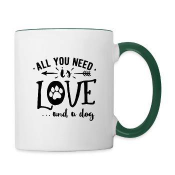 All you need is love and a dog - Contrasting Mug - white/dark green - Right