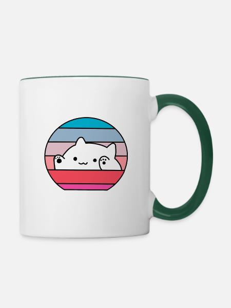 Bongo Cat - Tasse zweifarbig - Weiß/Dunkelgrün