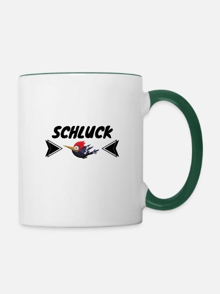 Schluckspecht - Tasse zweifarbig - Weiß/Dunkelgrün