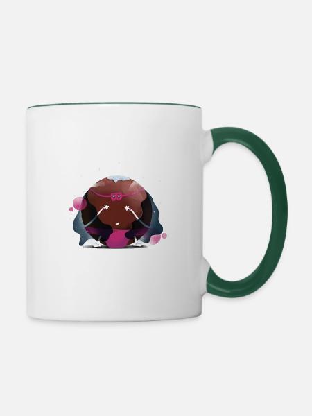 Planet - Superheld Charakter - Tasse zweifarbig - Weiß/Dunkelgrün