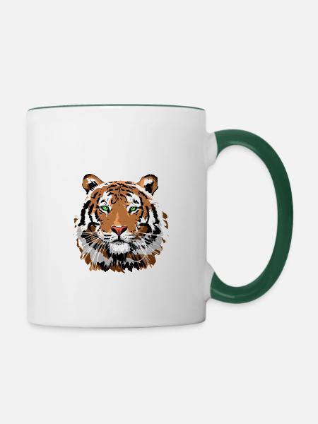 Tiger - Tasse zweifarbig - Weiß/Dunkelgrün