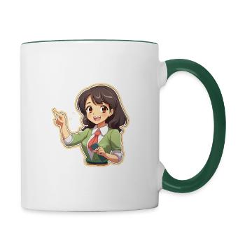 Anime Teach: Fun Explainer - Tasse zweifarbig - Weiß/Dunkelgrün - Rechts