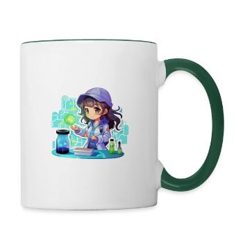 "Cute Anime Girl Conductor" - Contrasting Mug - white/dark green - Right