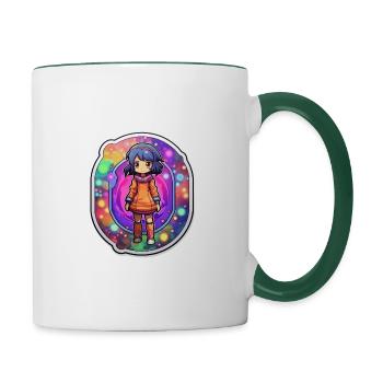 Cartoonish Dimension Traveler Standin - Tasse zweifarbig - Weiß/Dunkelgrün - Rechts