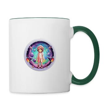 Cartoon Dimension Traveler Shirt - Tasse zweifarbig - Weiß/Dunkelgrün - Rechts