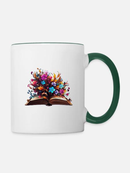 Buchblütenkreis - Tasse zweifarbig - Weiß/Dunkelgrün