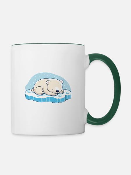 Schlafender Eisbär - Tasse zweifarbig - Weiß/Dunkelgrün