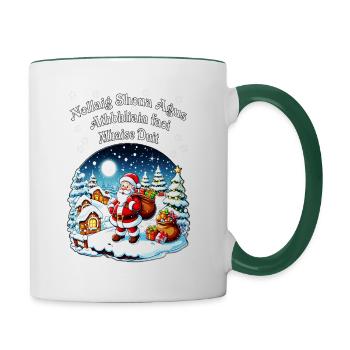 Irish Gealic Christmas New Year Seasonal Greeting - Contrasting Mug - white/dark green - Right