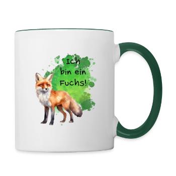 Ich bin ein Fuchs! - Tasse zweifarbig - Weiß/Dunkelgrün - Rechts