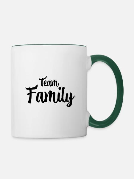 Team family - Tasse zweifarbig - Weiß/Dunkelgrün