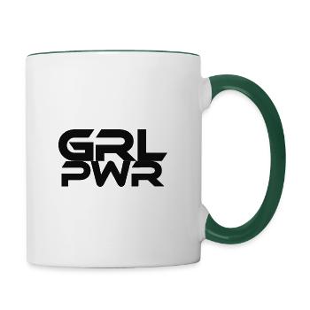 Girlpower Sprüche - Tasse zweifarbig - Weiß/Dunkelgrün - Rechts