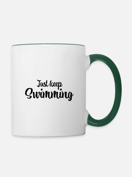 Just keep swimming - Tasse zweifarbig - Weiß/Dunkelgrün