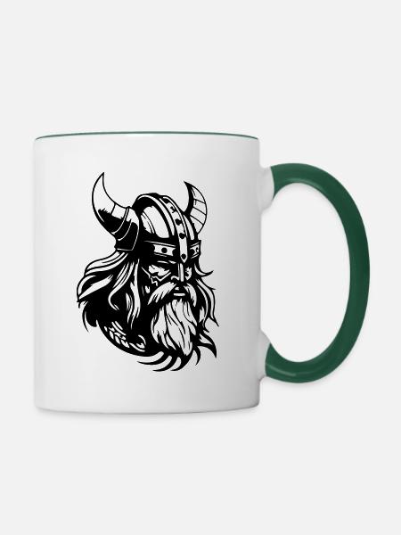 Wikinger Helm Krieger Valhalla - Tasse zweifarbig - Weiß/Dunkelgrün