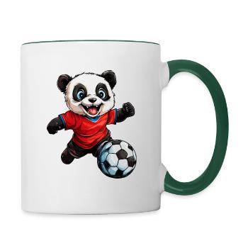 Fussball Pandas - Tasse zweifarbig - Weiß/Dunkelgrün - Rechts