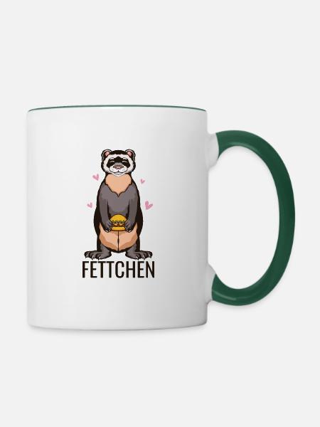 Frettchen ferret - Tasse zweifarbig - Weiß/Dunkelgrün