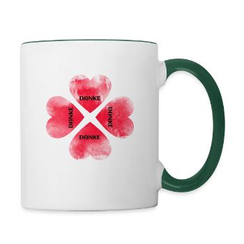 Danke! Abschiedsfeier Arbeit Schule Beruf Geschenk - Tasse zweifarbig - Weiß/Dunkelgrün - Rechts