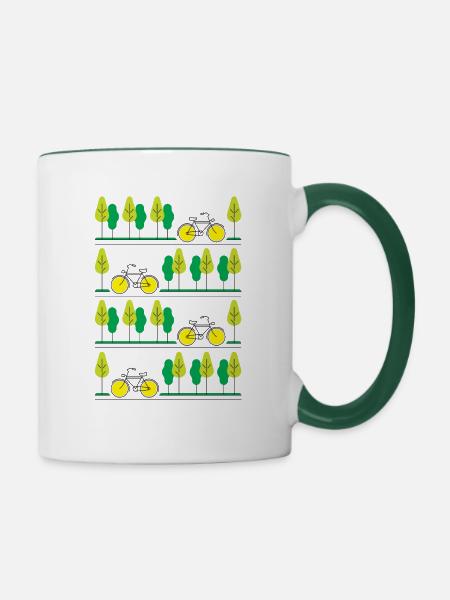 Radfahren durch den Sommer - Tasse zweifarbig - Weiß/Dunkelgrün