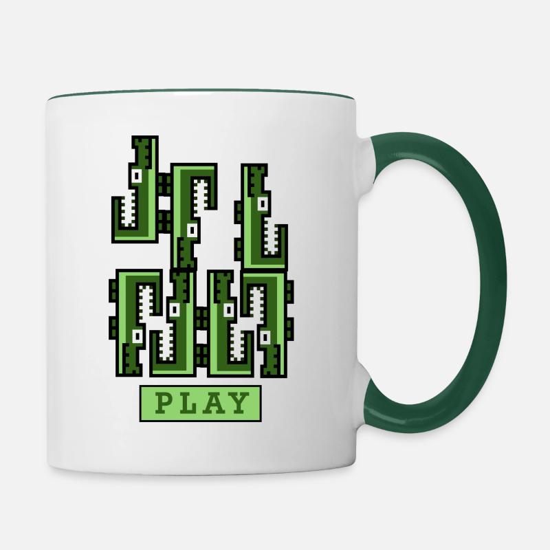Crocodile Game - Contrasting Mug - white/dark green