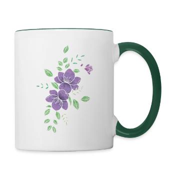 Purple flower - Contrasting Mug - white/dark green - Right
