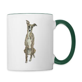 Lévrier Lévrier Chien Amour Chien Sport Doglove - Mug contrasté - blanc/vert foncé - Droite