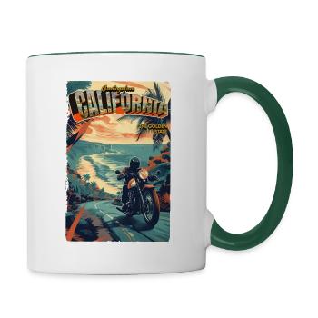 Motorcycle Greetings California - Contrasting Mug - white/dark green - Right