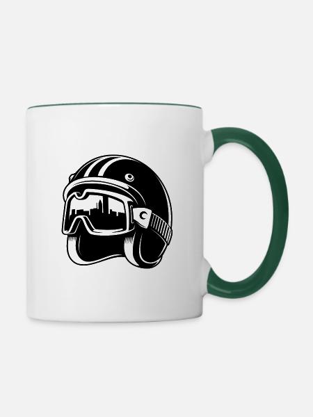 race helmet - Tasse zweifarbig - Weiß/Dunkelgrün