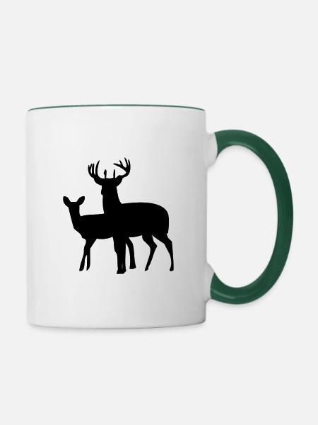 rehe - Tasse zweifarbig - Weiß/Dunkelgrün