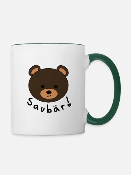 SauBär - Tasse zweifarbig - Weiß/Dunkelgrün