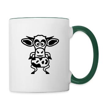 vache dessin 2 cartoon animaux 2810 - Mug contrasté - blanc/vert foncé - Droite