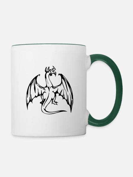 Dragon 002 - Tasse zweifarbig - Weiß/Dunkelgrün