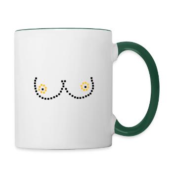 Pixel Brüste - Tasse zweifarbig - Weiß/Dunkelgrün - Rechts