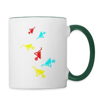 Schubkarre Symbol - Tasse zweifarbig - Weiß/Dunkelgrün - Rechts