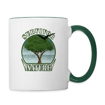 Survivalist Nature Tree Eagle Environment - Contrasting Mug - white/dark green - Right