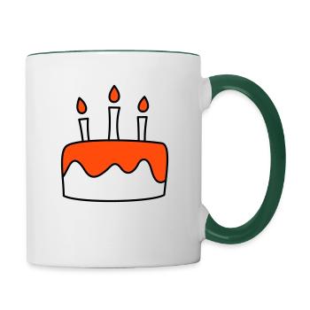 Geburtstagstorte dreifarbig - Tasse zweifarbig - Weiß/Dunkelgrün - Rechts