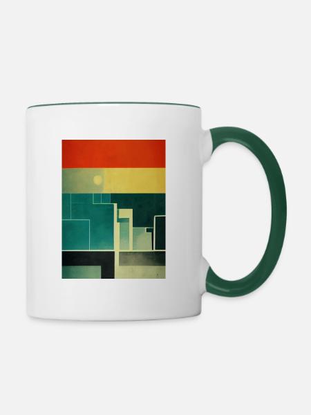 Bauhaus - illustration inspired by architecture - Contrasting Mug - white/dark green