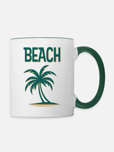 Strand - Tasse zweifarbig - Weiß/Dunkelgrün