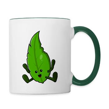Bonne feuille - Mug contrasté - blanc/vert foncé - Droite