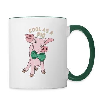 Cool as a Pig - Tasse zweifarbig - Weiß/Dunkelgrün - Rechts