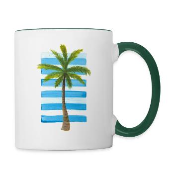 Un palmier fait déjà un été - Mug contrasté - blanc/vert foncé - Droite