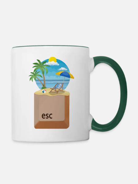 Urlaub vom Büro - Tasse zweifarbig - Weiß/Dunkelgrün