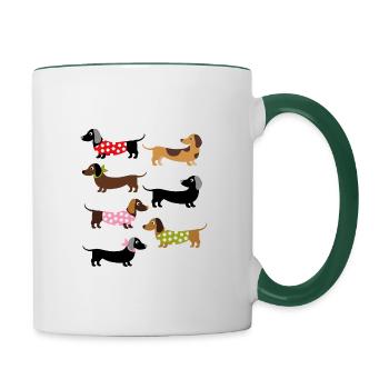 COLORFUL Dachshund - Contrasting Mug - white/dark green - Right