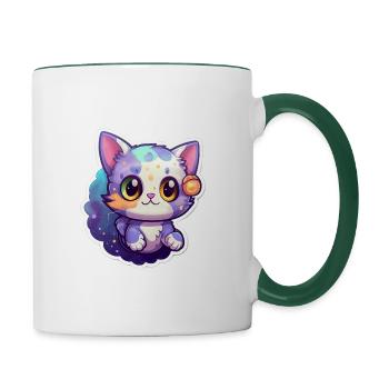 A cute space kitty - Contrasting Mug - white/dark green - Right