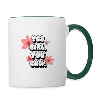 les filles, tu peux ! | Affirmations positives Rosa - Mug contrasté - blanc/vert foncé - Droite