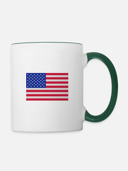 USA Flag - Tasse zweifarbig - Weiß/Dunkelgrün