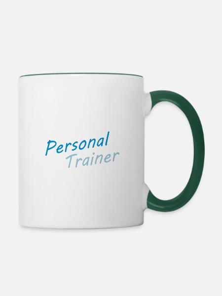 personal trainer blue - Tasse zweifarbig - Weiß/Dunkelgrün